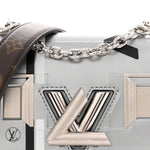 Calfskin Monogram Spaceship Embossed Twist Shoulder Bag PM Argent