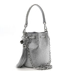 Satin Crystal Embellished Medium Piper Bucket  Silver Rhine