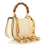 Patent Crystal Mini Bamboo 1947 Top Handle Chain Bag White