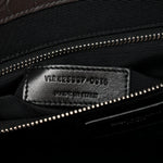 Calfskin Crocodile Embossed Large Monogram Satchel Dark Brown