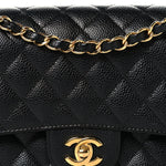 Caviar Quilted Medium Double Flap Black