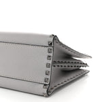 Grained Calfskin Medium Rockstud Double Handle Horizontal Tote Pastel Grey
