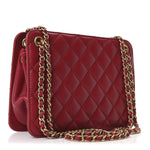 Calfskin Quilted Small CC Chain Accordion Tote Red