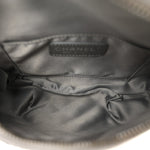 Metallic Calfskin Quilted Banane Waist Bag Fanny Pack Dark Silver