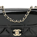 Patent Calfskin Quilted Mini Flap Black
