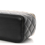 Lambskin Quilted Small Vanity Case With Chain Black