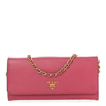 Saffiano Metal Oro Chain Wallet Peonia