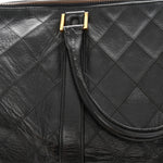 Calfskin Stitched Duffle Travel Bag Black