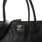 Calfskin Cerf Executive Shopper Tote Black