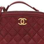 Calfskin Quilted CC Small Vanity Case Dark Red