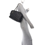 Nylon Quilted Tweed Stitch Bubble Camera Case Black