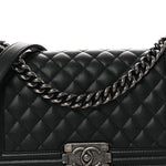 Caviar Quilted Medium Boy Flap Black
