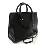 Grainy Calfskin Large Virtus Top Handle Tote Black