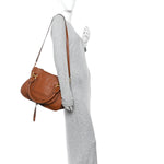 Calfskin Braided Medium Marcie Double Carry Tan