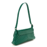 Shiny Super Supple Calfskin Crocodile Embossed Small XX Flap Stretch Bag Jade