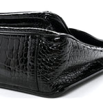 Patent Crocodile Embossed Lambskin Monogram Medium Niki Chain Satchel Black