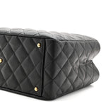 Caviar Quilted Small Shopping Tote Black
