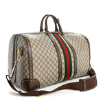 GG Supreme Monogram Textured Dollar Calfskin Web Studded Large Savoy Duffle Bag Beige Ebony