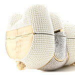Pearl Crystal Sweetheart Bear Minaudiere Clutch White