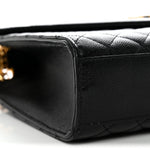 Grain De Poudre Textured Mixed Matelasse Large Triquilt Monogram Satchel Black