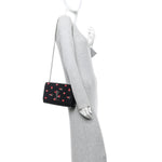 Calfskin Medium Heart Bolts Monogram Kate Satchel Black