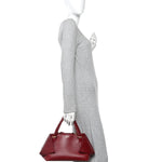 Calfskin Braided Small Blossom Top Handle Bag Burgundy