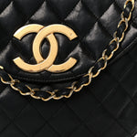 Lambskin Quilted Half Moon Flap Black