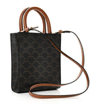 Triomphe Canvas Calfskin Mini Vertical Cabas Tan
