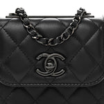 Lambskin Quilted Mini Trendy CC Clutch With Chain So Black