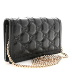 Calfskin GG Matelasse Chain Wallet Black