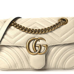 Calfskin Matelasse Mini GG Marmont Shoulder Bag White