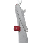 Calfskin Crocodile Embossed Monogram Sunset Chain Wallet Rouge Eros