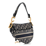Oblique Embroidered Saddle Bag Blue
