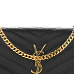 Grain De Poudre Matelasse Chevron Monogram Chain Wallet Black