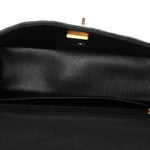 Lambskin Quilted Mini Top Handle Rectangular Flap Black