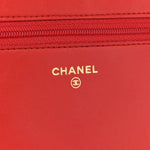 Lambskin Quilted Boy Wallet On Chain WOC Red