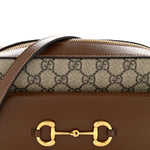 GG Supreme Monogram Small Horsebit 1955 Shoulder Bag Beige Brown Sugar