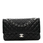 Lambskin Quilted Medium Double Flap Black