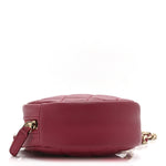 Lambskin Quilted Round Clutch With Chain Pink