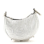 X MARC JACOBS Laminated Craquele Lambskin Nano Fendigraphy Hobo Charm Argento