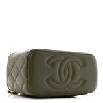 Lambskin Quilted Pick Me Up Vanity Case Khaki