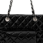 Patent Quilted Large Coco Shine Shopping Tote Black
