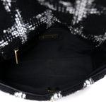 Tweed Quilted Medium Chanel 19 Flap Black White