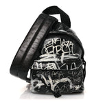 Agneau Arena Graffiti All Over Mini Explorer Crossbody Backpack  Black White