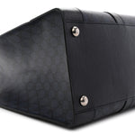 GG Supreme Monogram Textured Dollar Calfskin Large Ophidia Tote Bag Black Blue