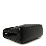 Calfskin Y Quilted Monogram Medium Loulou Chain Satchel Black
