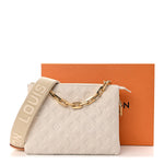 Lambskin Embossed Monogram Coussin PM Beige Cream