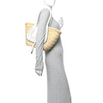 Raffia Grain Calfskin Medium Marcie Basket White