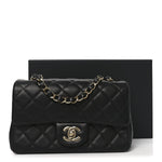 Lambskin Quilted Mini Rectangular Flap Black