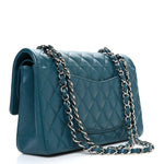 Caviar Quilted Medium Double Flap Dark Turquoise